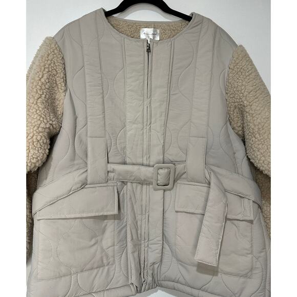 Line + Dot Milan Padded Sherpa Jacket Neutral/Cream Medium NWT Urban Outfitters - Picture 3 of 16